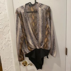 Snake print blousey bodysuit